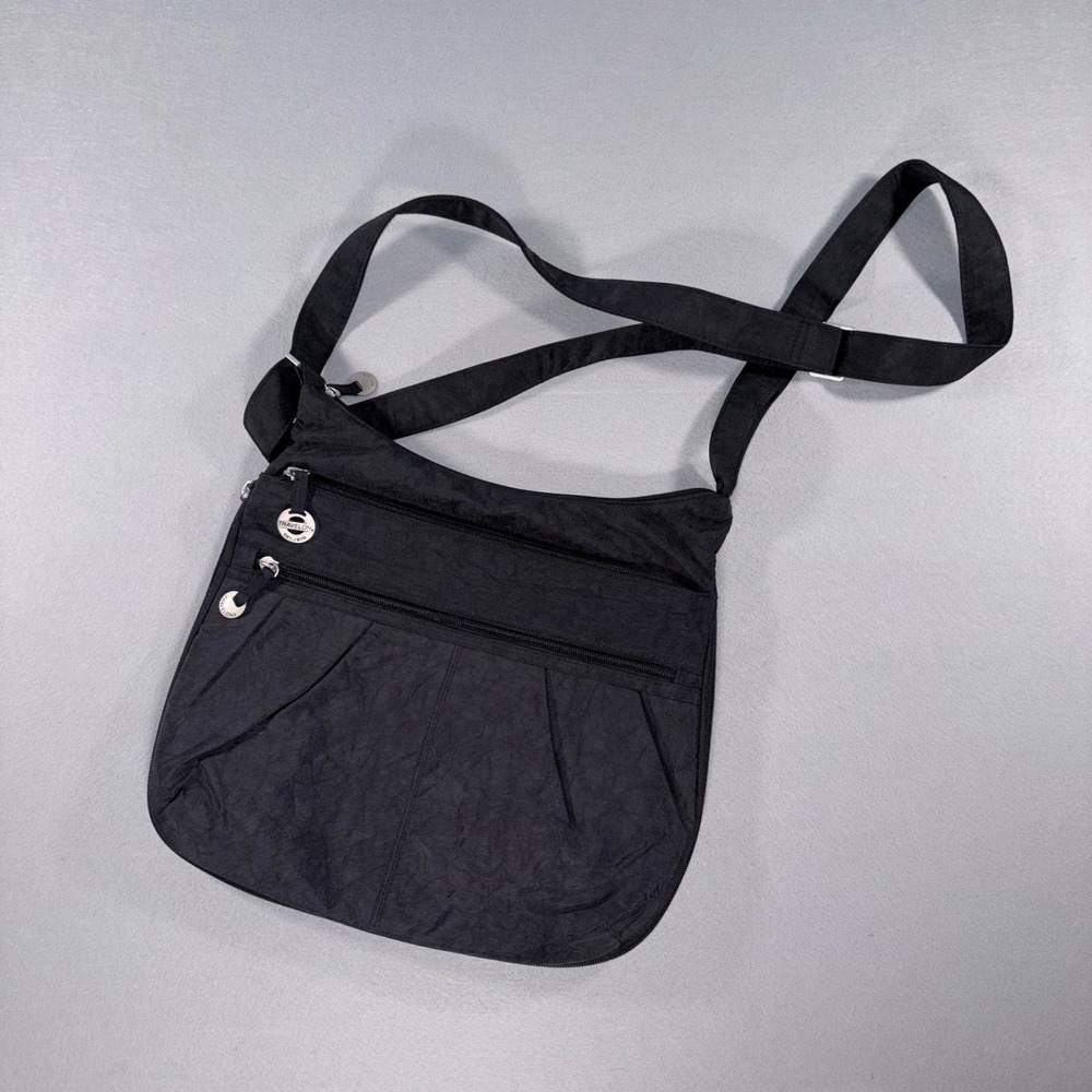Travelon Anti-Theft Expandable Crossbody Bag Black Nylon Multi-Pocket Travel Bag